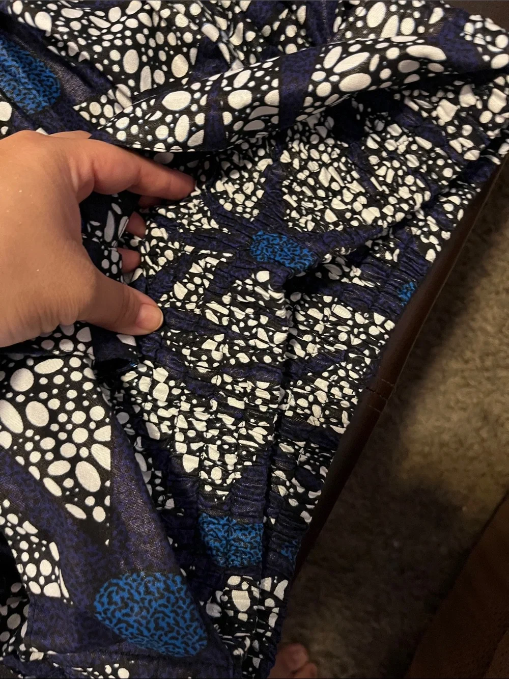 Blue and White Printed Full Skirt